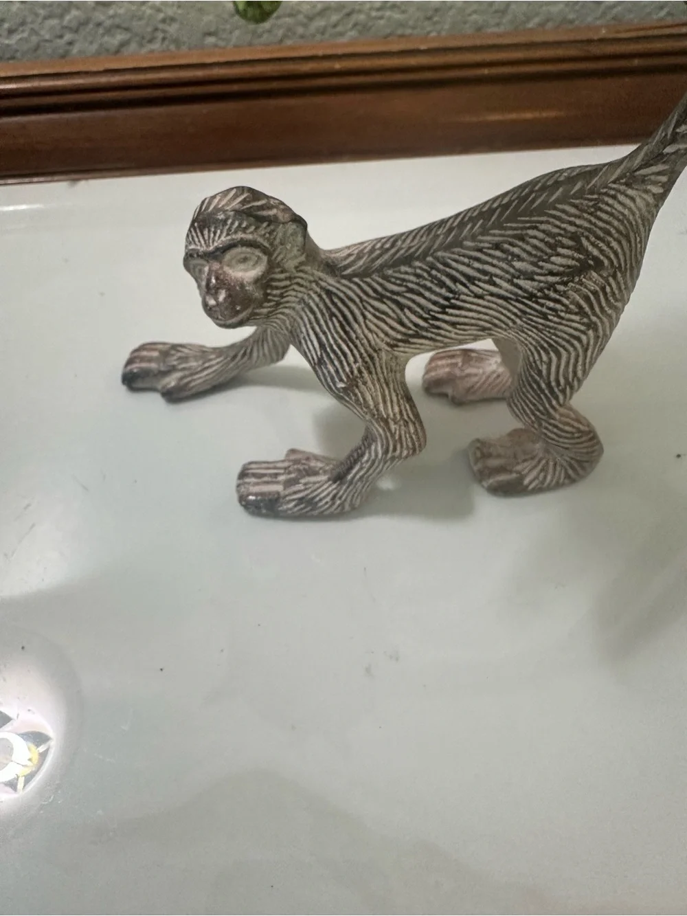 Monkey Candle Holder with Green Palm Leaves